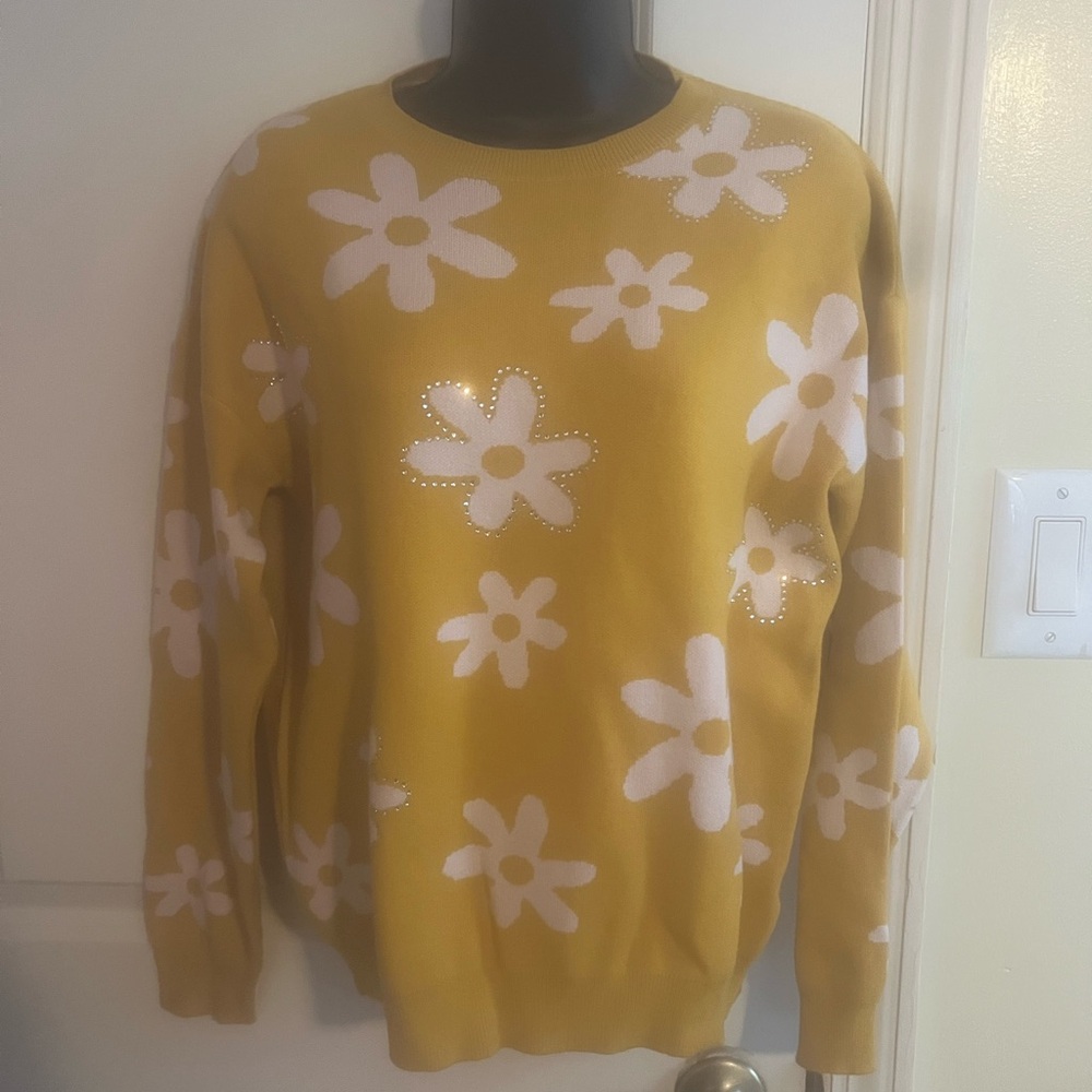 Yellow Floral Women's Sweater